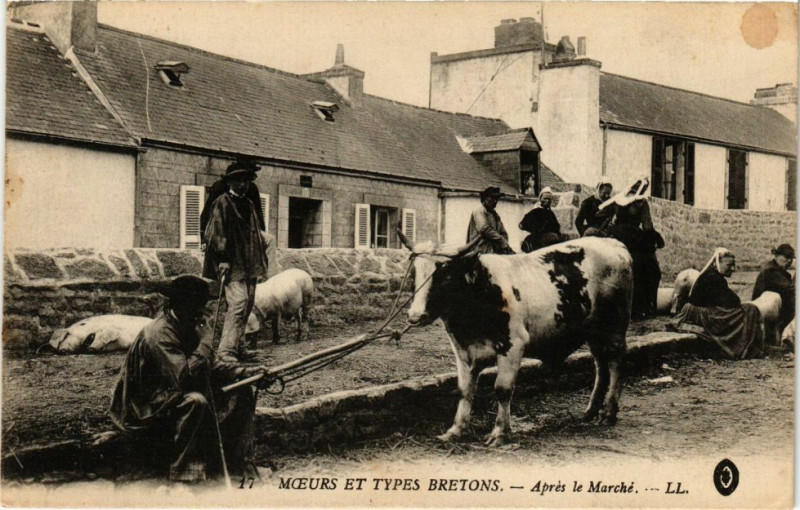 Carte postale ancienne Moeurs et Types Bretons-Aprés le Marché