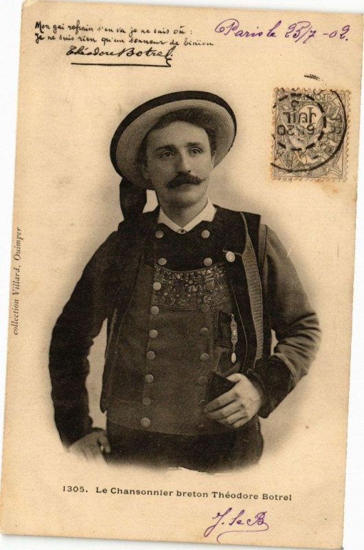 Carte postale ancienne Le Chansonnier breton Théodore Botrel