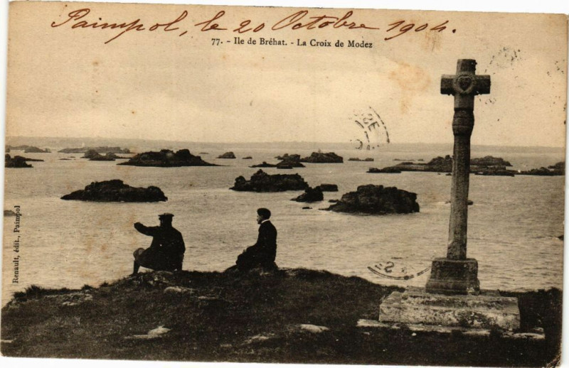 Carte postale ancienne Ile de Brehat-La Croix de Modez à Île-de-Bréhat
