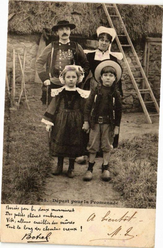 Carte postale ancienne Départ pour la Promenade