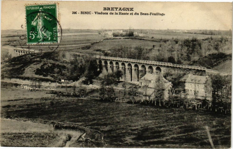 Carte postale ancienne Binic-Viaducs de la Hasée et du Beau Feuillage