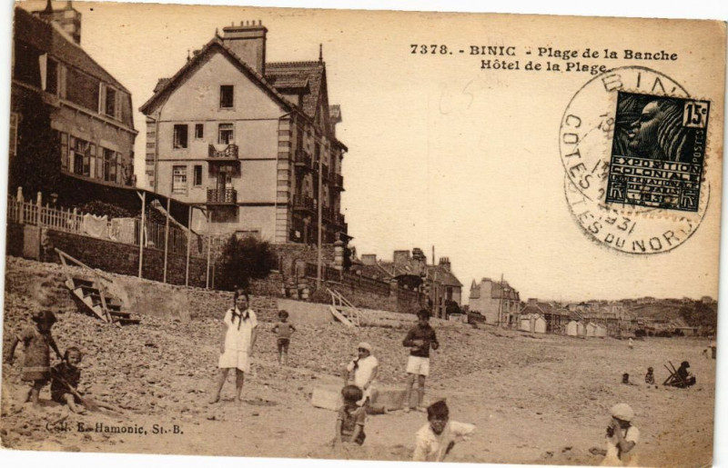 Carte postale ancienne Binic-Plage de la Banche-Hotel de la Plage