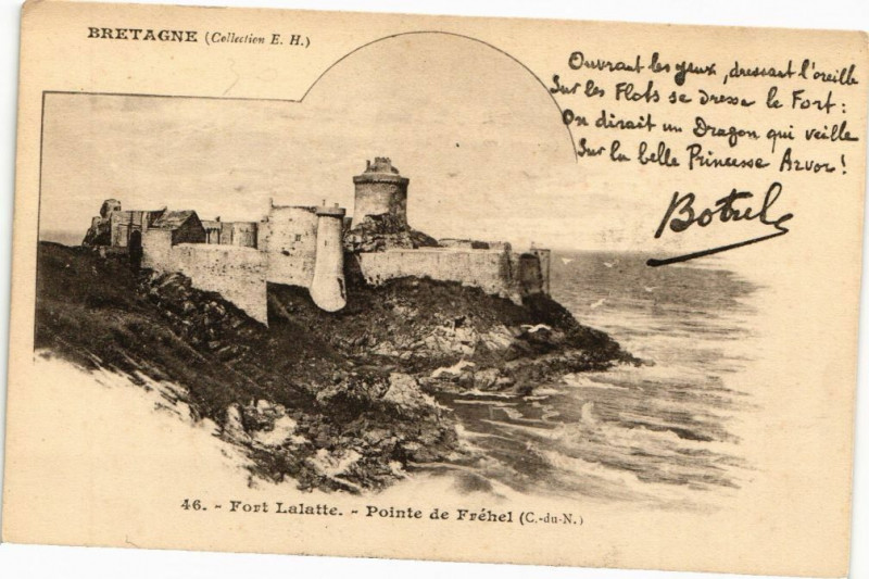 Carte postale ancienne Fort Lalatte-Pointe de Frehel à Fréhel