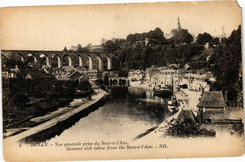 Carte postale ancienne Dinan - Vue générale prise du Saut a l'Ane à Dinan