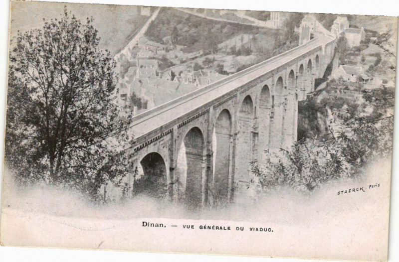 Carte postale ancienne Dinan - Vue générale du Viaduc à Dinan