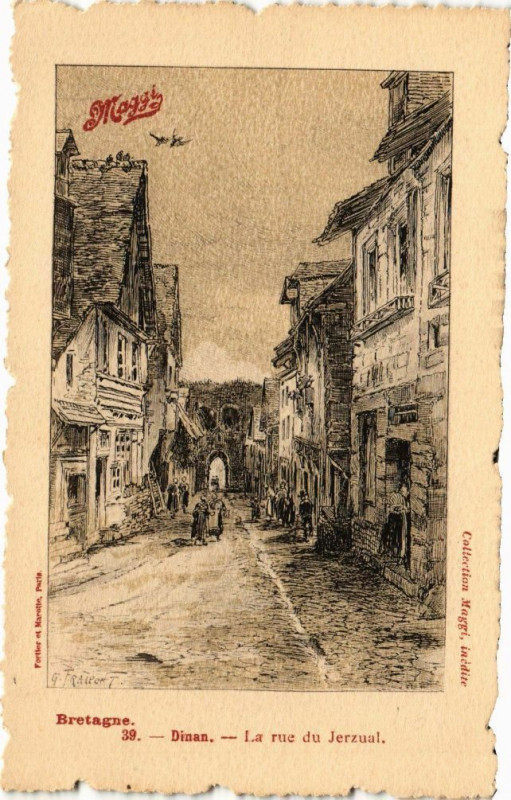 Carte postale ancienne Dinan - La rue du Jerzual à Dinan