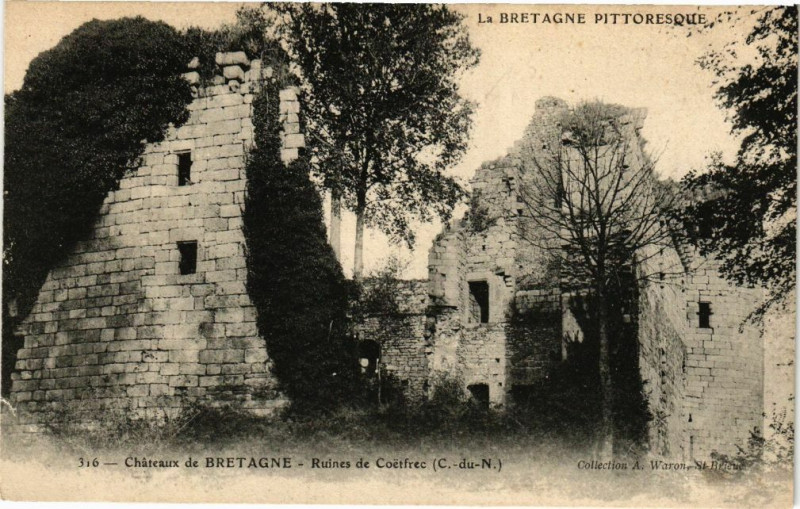 Carte postale ancienne Chateaux de Bretagne-Ruines de Coétfrec