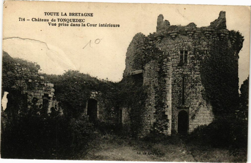 Carte postale ancienne Chateau de Tonquedec-Vue prise dans la Cour intérieure