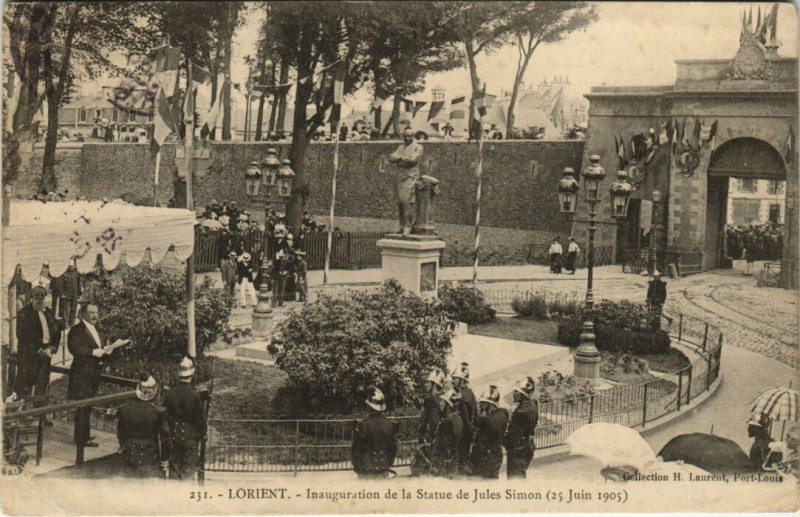 Carte postale ancienne Lorient Inaug. De la Statue de Jules Simon à Lorient