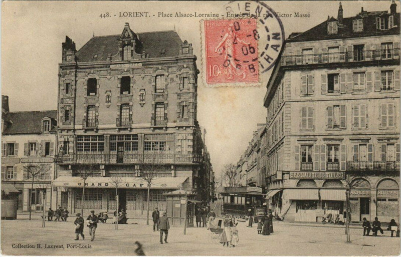Carte postale ancienne Lorient Place Alsace Lorraine à Lorient