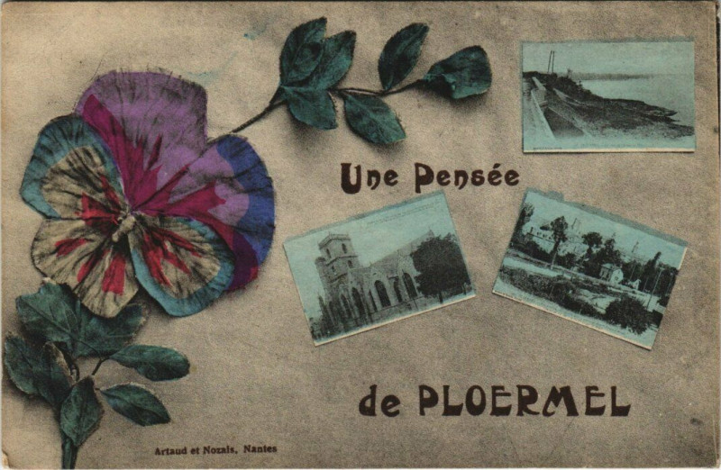 Carte postale ancienne Ploermel Une pensée à Ploërmel