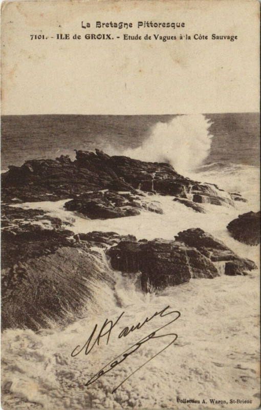 Carte postale ancienne Ile De Groix Etude de Vagues à Groix