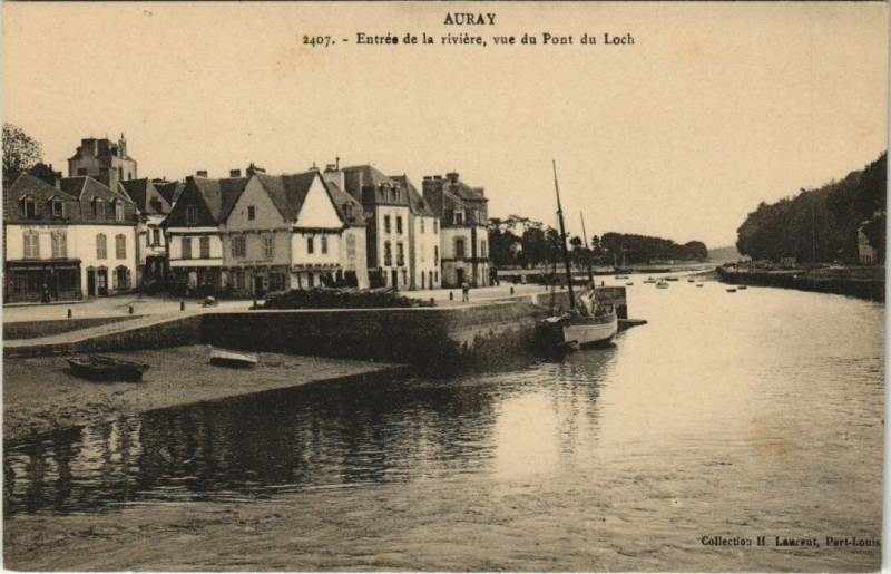 Carte postale ancienne Auray Entrée de la Riviere à Auray