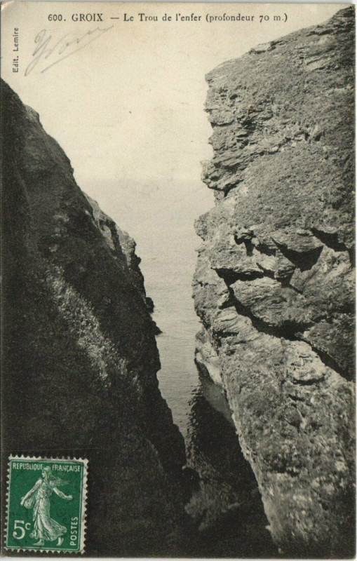 Carte postale ancienne Groix Trou de l'enfer à Groix