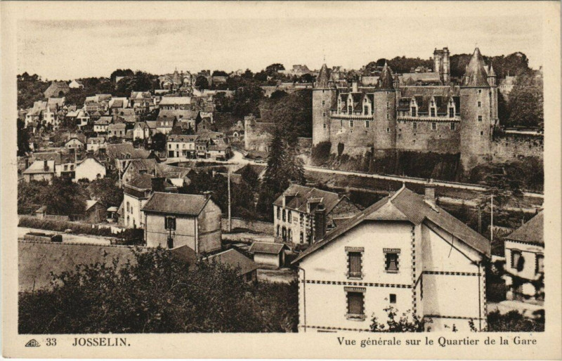Carte postale ancienne Josselin Quartier de la gare à Josselin