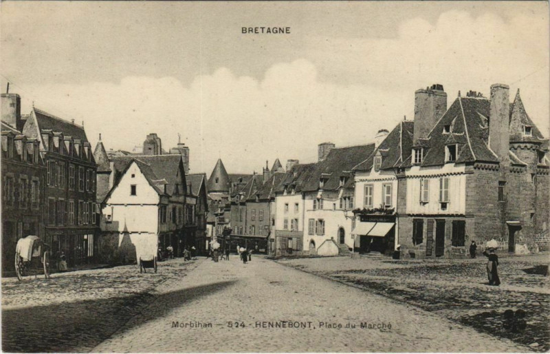 Carte postale ancienne Hennebont Place du Marché à Hennebont
