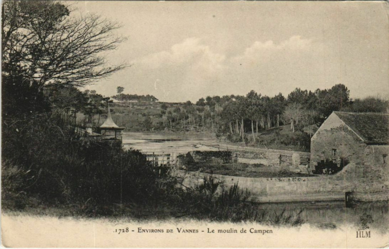 Carte postale ancienne Vannes-Le moulin de Campen à Vannes