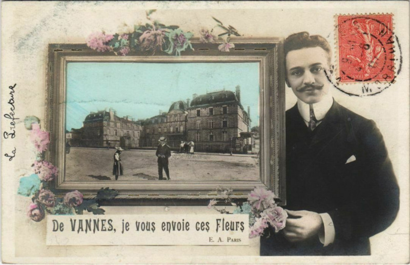 Carte postale ancienne De Vannes je vous envoie ces Fleurs à Vannes