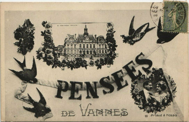 Carte postale ancienne Pensées de Vannes à Vannes