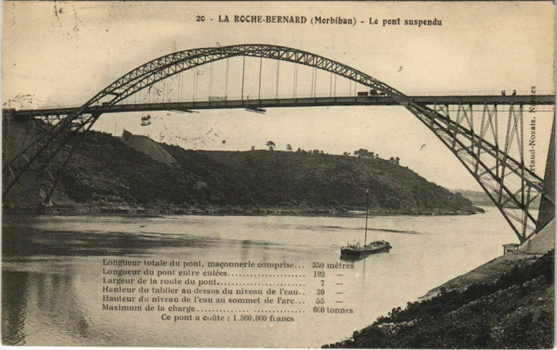 Carte postale ancienne La Roche-Bernard - Le pont suspendu à La Roche-Bernard