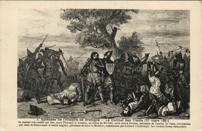 Carte postale ancienne Le Combat des Trente (27 mars 1351