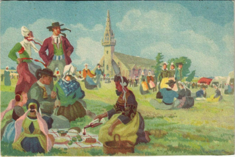 Carte postale ancienne Pardon a Sainte-Anne-la-Palud