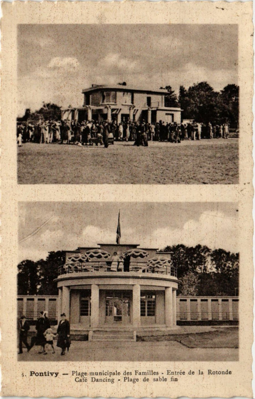 Carte postale ancienne Pontivy - Plage municipale des Familles - Entrée de la Rotonde à Pontivy