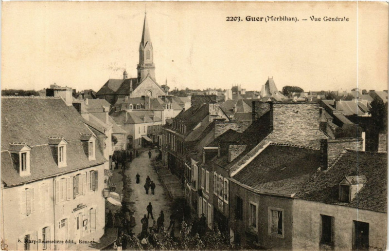 Carte postale ancienne Guer - Vue générale à Guer