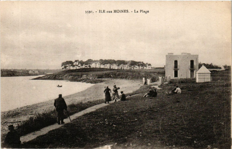 Carte postale ancienne Ile-aux-Moines - La Plage à Île-aux-Moines