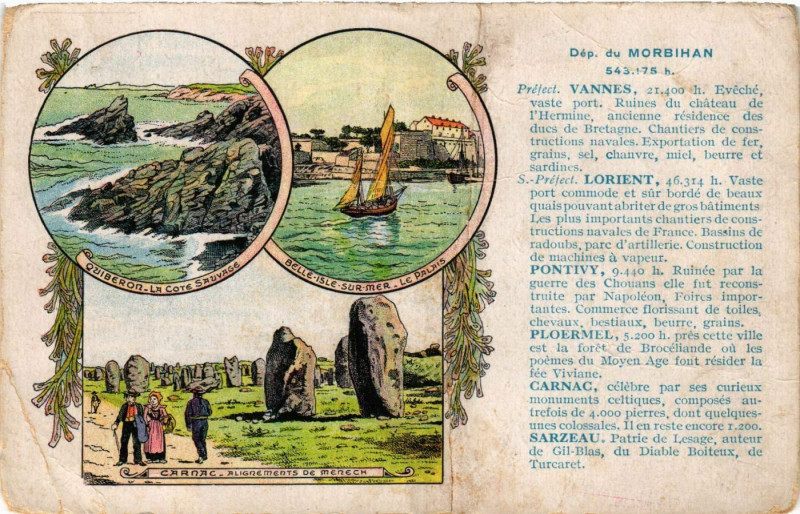 Carte postale ancienne Dep. du Morbihan