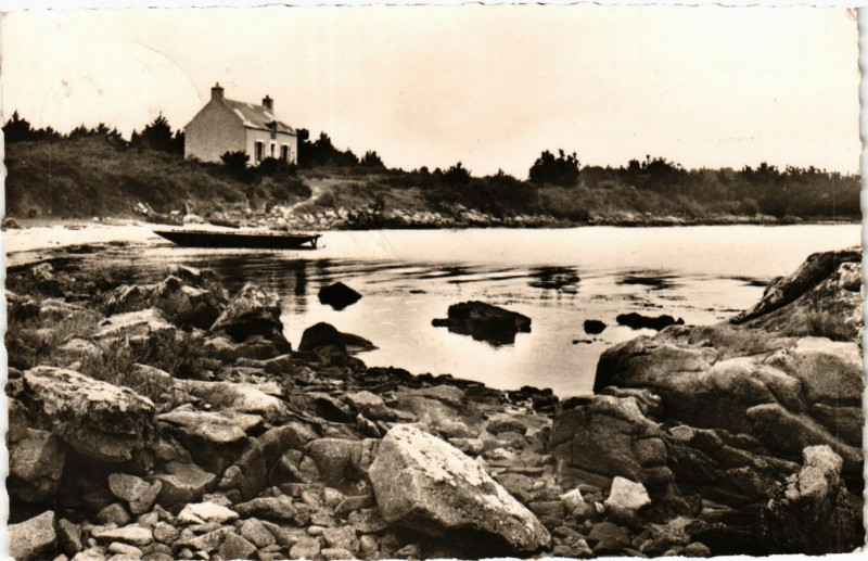 Carte postale ancienne Ile d'Ar Gazek - Larmor Baden à Baden