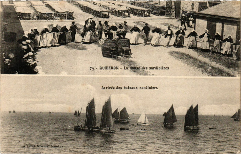 Carte postale ancienne Queberon - La danse des sardinieres