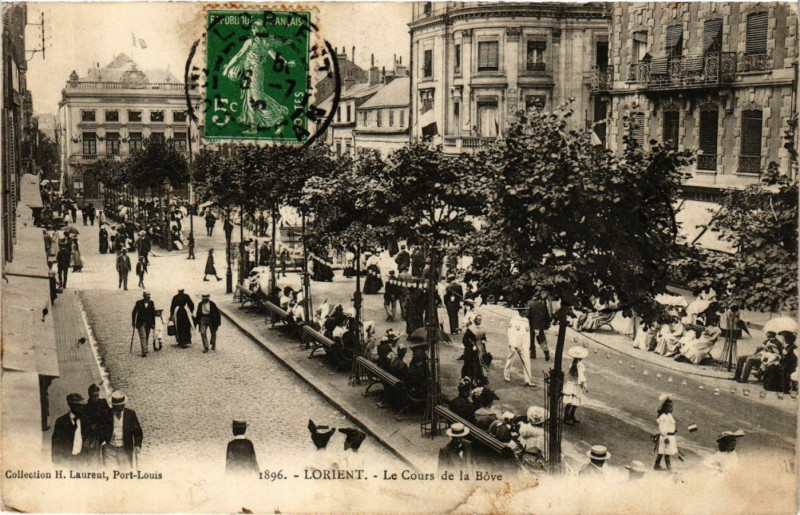 Carte postale ancienne Lorient - Le Cours de la Bove à Lorient