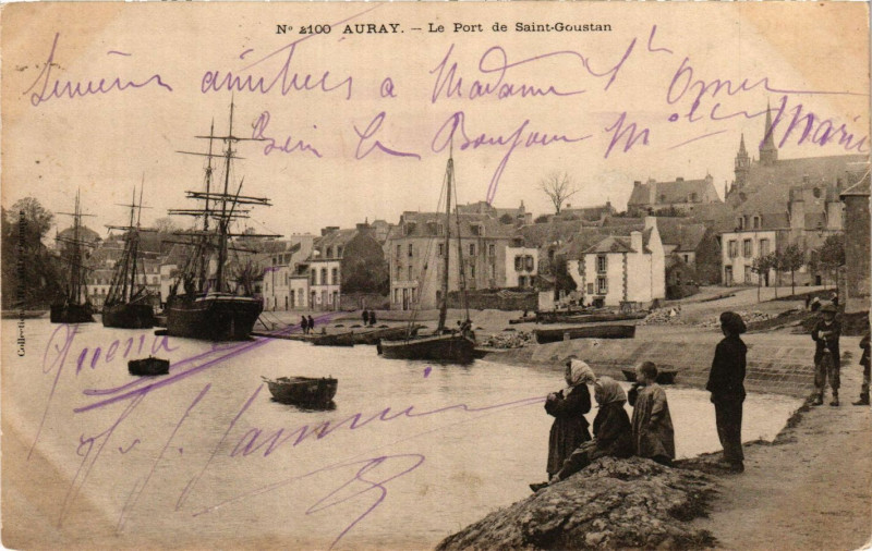 Carte postale ancienne Auray - Le Port de St-Goustan à Auray
