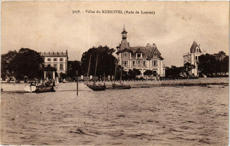 Carte postale ancienne Villas du Kernevel (Rade de Lorient) à Lorient