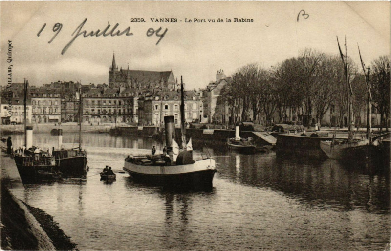 Carte postale ancienne Vannes - Le Port vu de la Rabine à Vannes