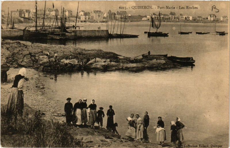 Carte postale ancienne Quiberon - Pont-Maria - Les Roches à Quiberon
