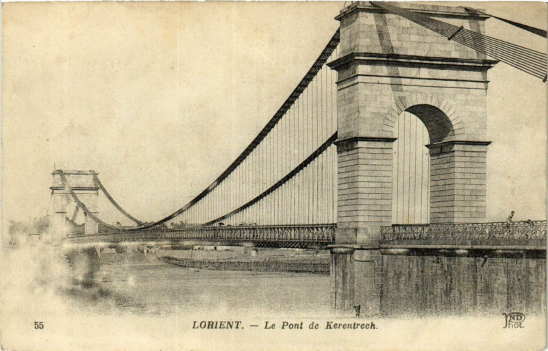 Carte postale ancienne Lorient - Le Pont de Kerentrech à Lorient