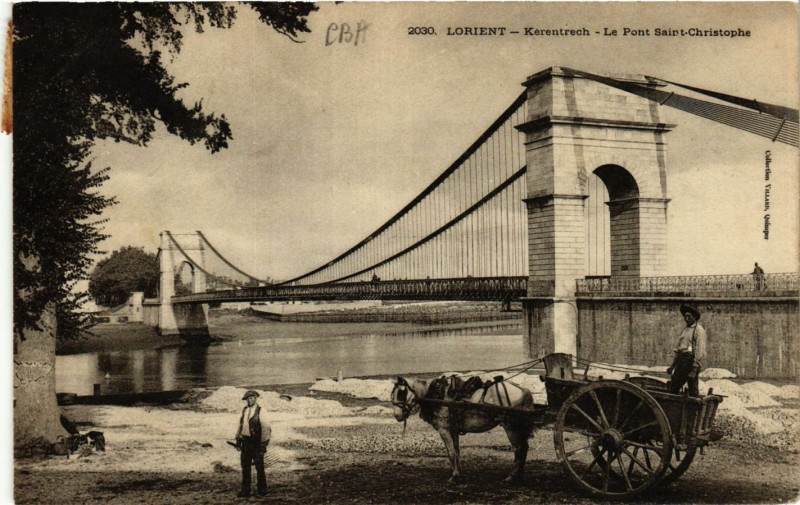 Carte postale ancienne Lorient - Kerentrech - Le Pont-St-Christophe à Lorient