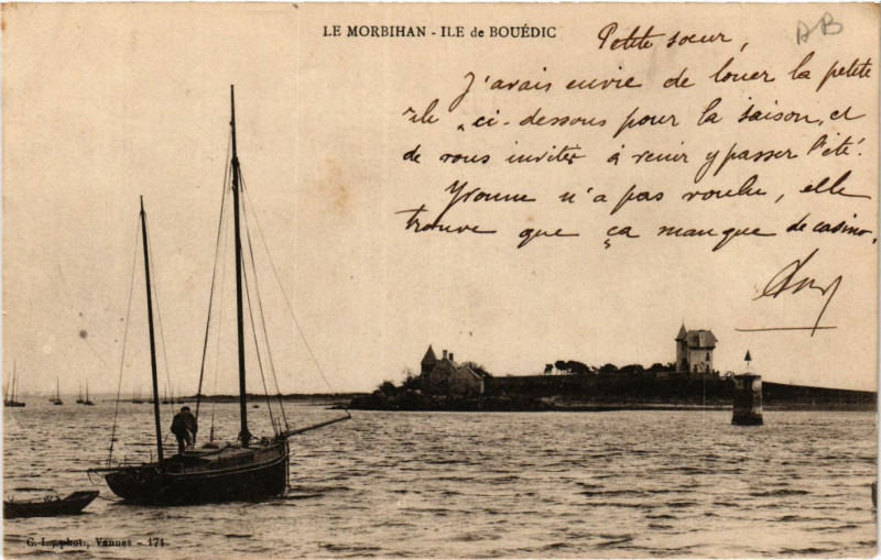 Carte postale ancienne Le Morbihan - Ile de Bouedic
