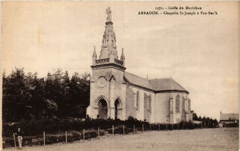 Carte postale ancienne Golfe du Mobihan - Arradon - Chapelle St-Joseph a Pen-Boc'h à Arradon