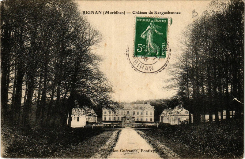 Carte postale ancienne Bignan - Chateau de Kerguehennec à Bignan