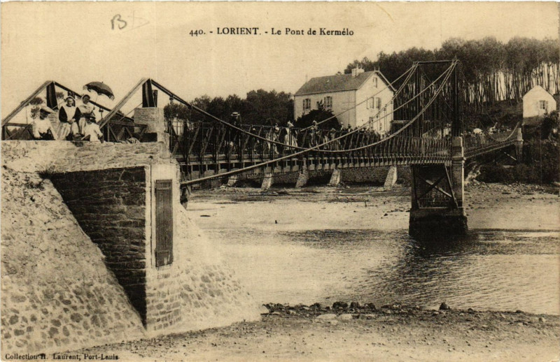 Carte postale ancienne Lorient - Le Pont de Kermelo à Lorient