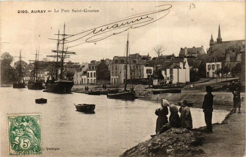 Carte postale ancienne Auray - Le Port St-Goustan à Auray