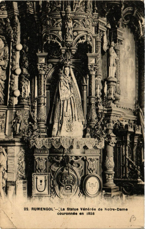 Carte postale ancienne Rumengol - La Statue Venerée de N.-D. couronnée en 1858