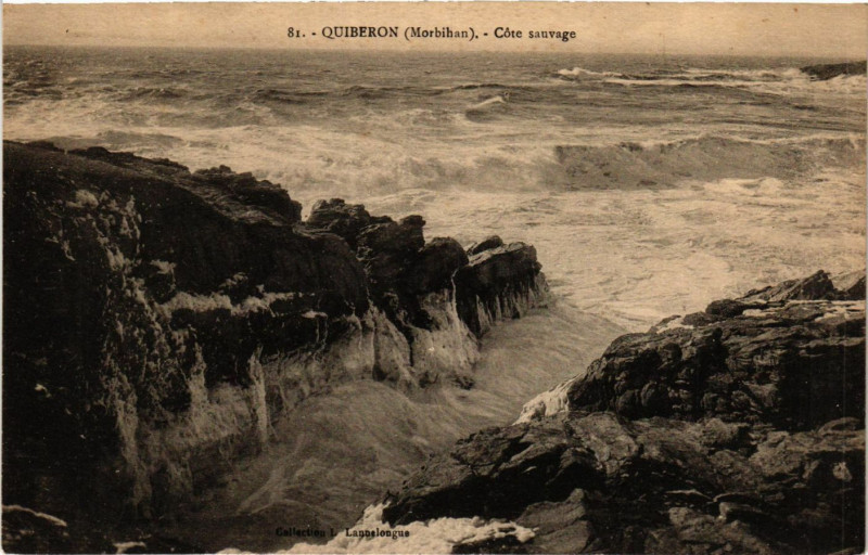 Carte postale ancienne Quiberon - Cote sauvage à Quiberon