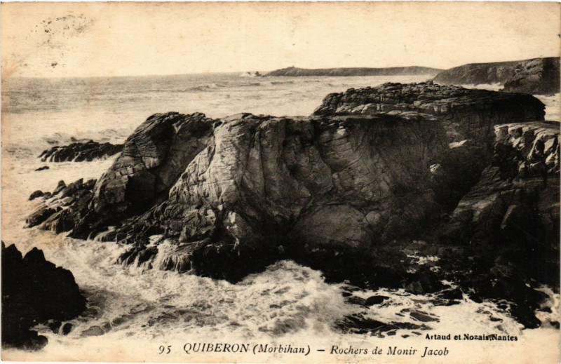 Carte postale ancienne Quiberon - Rochers de Monir Jacob à Quiberon