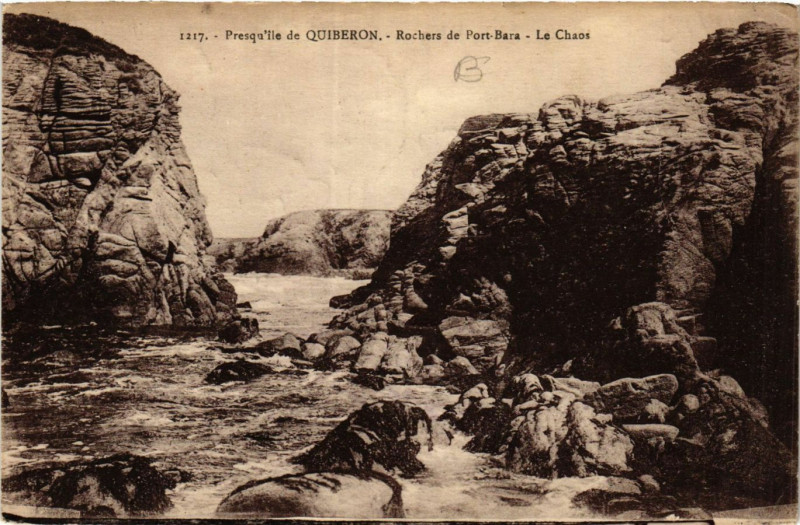 Carte postale ancienne Presqu'ile de Quiberon - Rochers de Port-Bara - Le Chaos à Quiberon