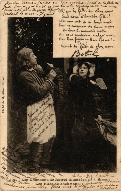 Carte postale ancienne Les Chansons de Botrel illustrées - Les filles de chez nous