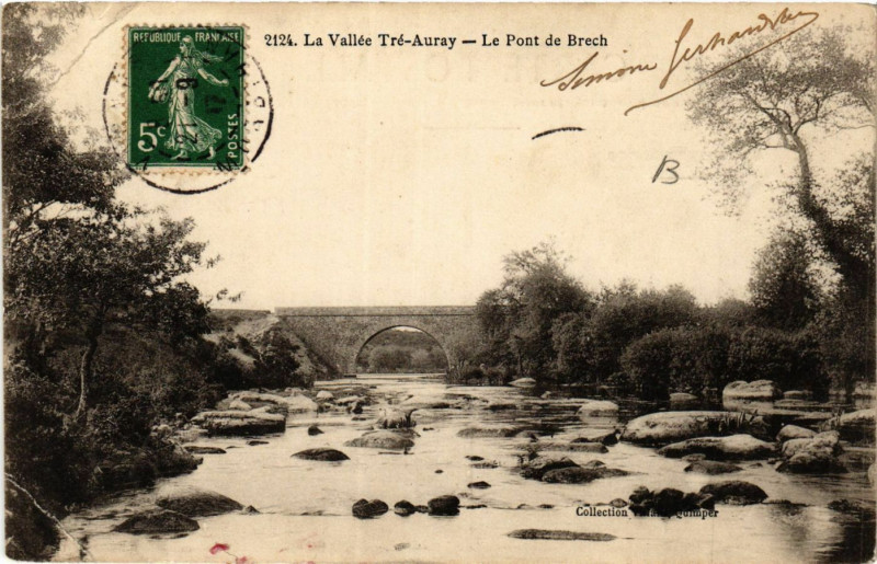 Carte postale ancienne La Vallée Tre-Auray - Le Pont de Brech à Brech
